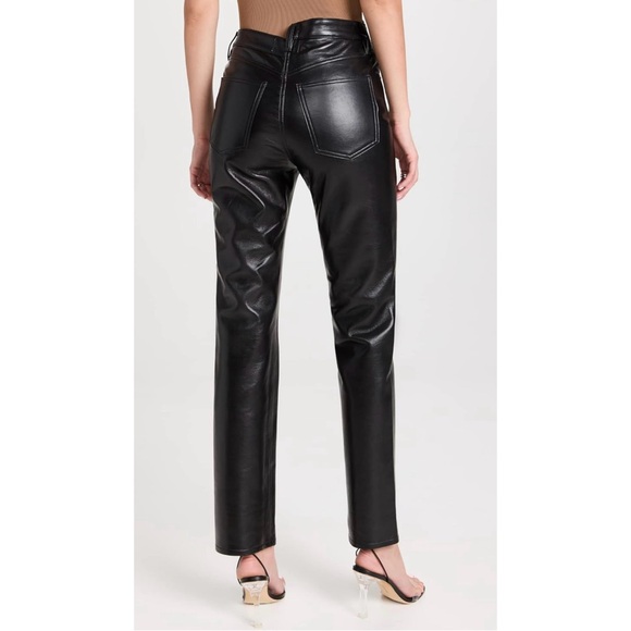 AGOLDE Criss Cross Straight Leg Genuine Leather Pants - Picture 3 of 5